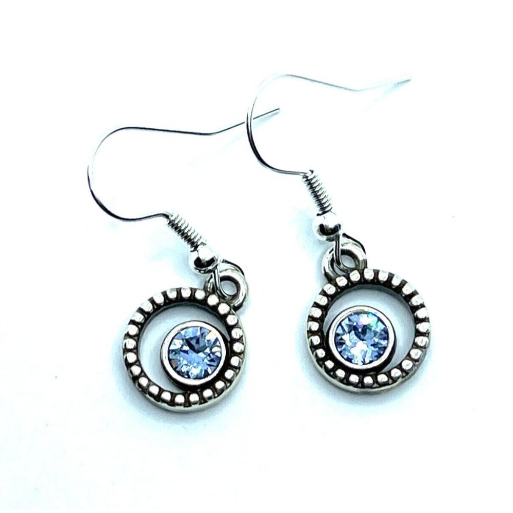 Brighton Halo Versatile Crystals Light Blue Aqua Circles Custom Silver Earrings